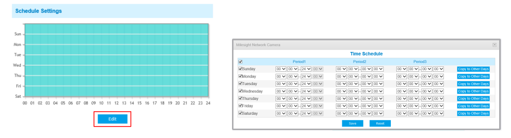 schedule settings